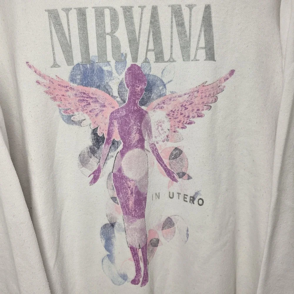 Nirvana In Utero Album Crewneck Sweatshirt Adult SIZE XL White Pink Grunge